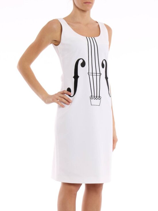 Boutique Moschino Dresses & Skirts - Boutique Moschino White Violin Embroidered Shift Dress US 2 Italy 36